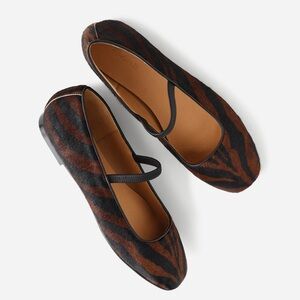 NWT•Madewell Greta Zebra Calf-hair ballet flat, 8.5